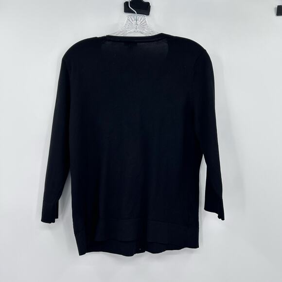 Ann Taylor Silk Blend Cardigan Sweater Black Classic Staples Womens Size Large - Picture 8 of 11